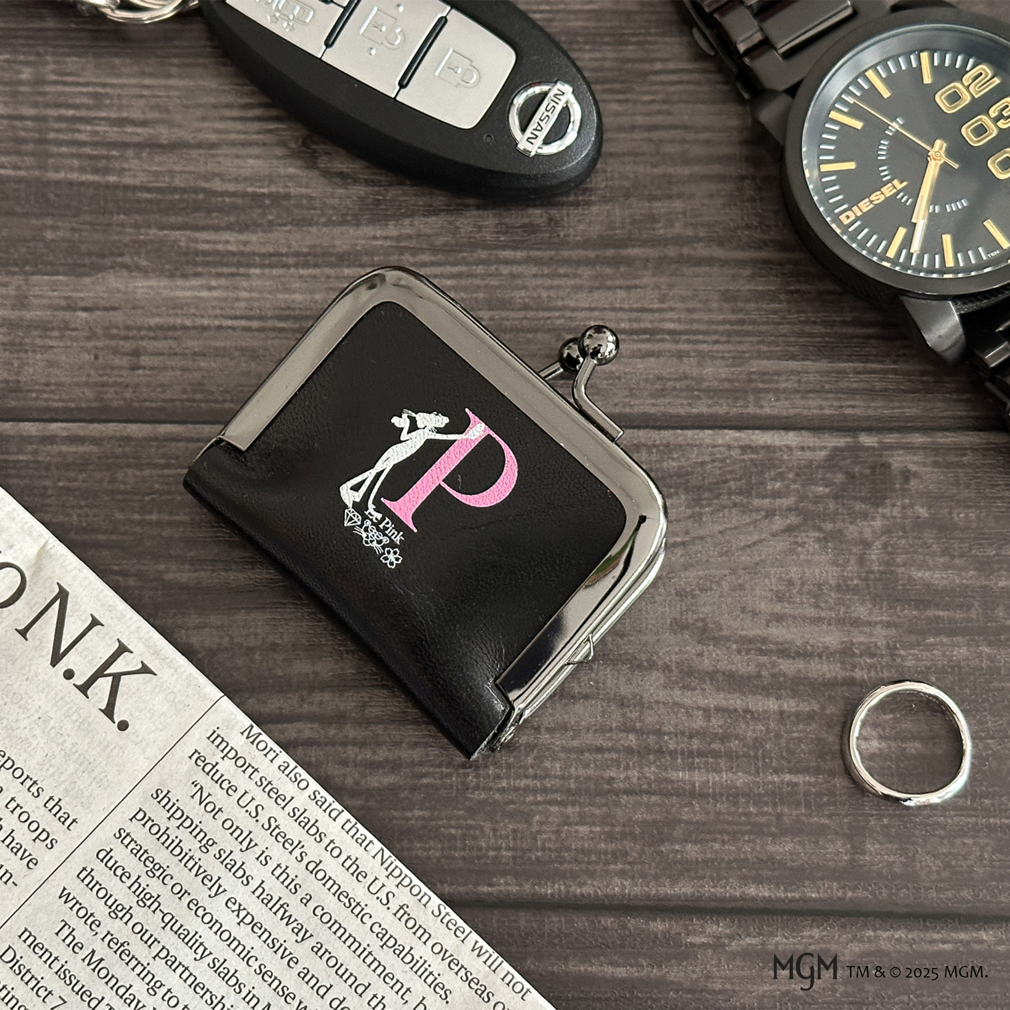 PinkPanther 空禅コラボ 麻の葉×栃木レザー（ミニがま口）